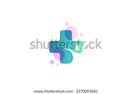 Healthy people logo with medical cross symbol and bubble variation in simple design