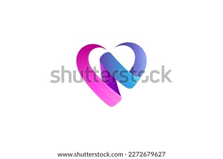 heart letter w logo design with gradient colors