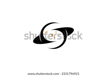 Black Hole logo and stars design combination