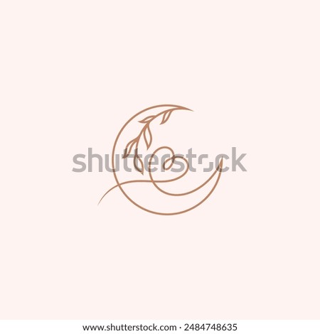 Luxury crescent moon logo design with leaf and heart decoration