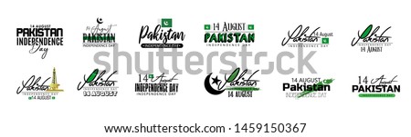 Pakistan Independence day. 14th august 
typography set for banner, logo design.
