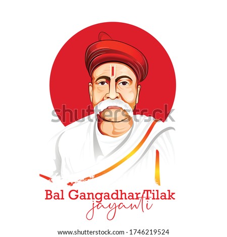 illustration of Indian Nation Hero and Freedom Fighter Bal Gangadhar Tilak  jayanti with hindi text