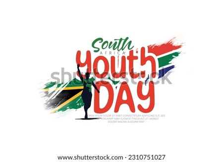 Youth Day South Africa 16 june with south african flag background, illustration for youth celebration.