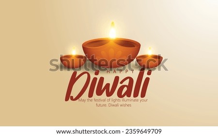 Happy Diwali with Diya oil lamp elements on background, bokeh sparkling effect