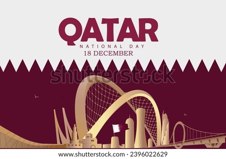 Qatar national day with landmark and flag, Qatar national day 18 th December