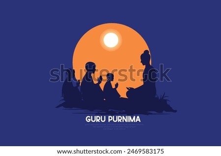 Happy Guru Purnima, a man is worshipping a spiritual teacher Religious Holiday Festival Celebration in India