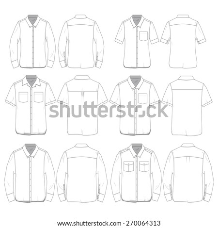Vector Illustration of Women and Men's Button Down Shirts.