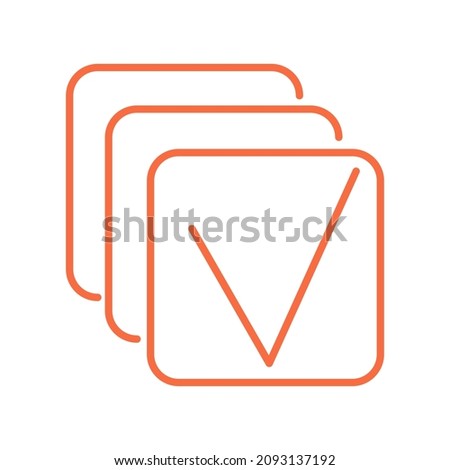 Simple outline orange square icon with check mark inside. Colored vector modern minimal sign