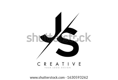 JS J S Letter Logo Design with a Creative Cut. Creative logo design..