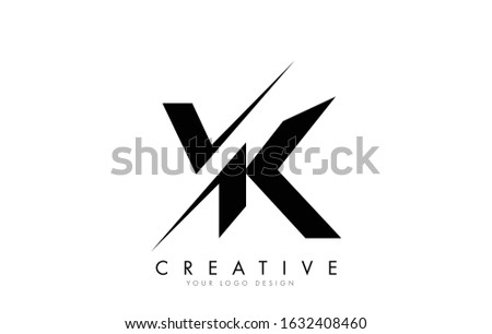 VK V K Letter Logo Design with a Creative Cut. Creative logo design..