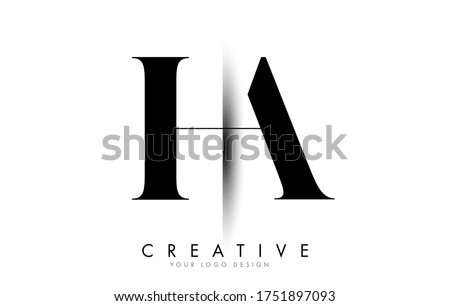 HA H A Letter Logo Design with Creative Shadow Cut Vector Illustration Design.