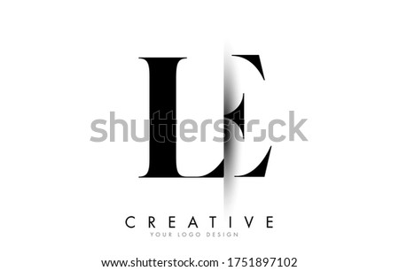 LE L E Letter Logo Design with Creative Shadow Cut Vector Illustration Design.