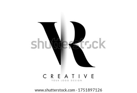 VR V R Letter Logo Design with Creative Shadow Cut Vector Illustration Design.