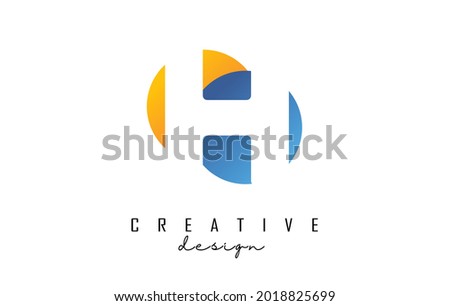 White H letter design logotype concept with colorblock circles vector illustration. Geometric logo with letter H and circles.