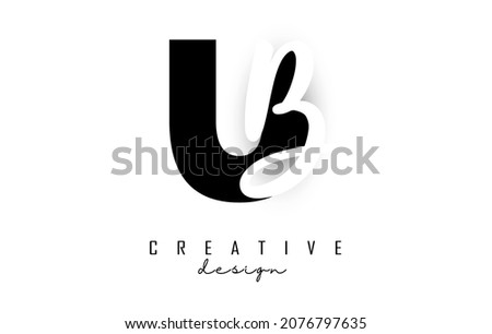 Letters UB logo with a minimalist design. Letters U and B with geometric and handwritten typography. Creative Vector Illustration with letters.