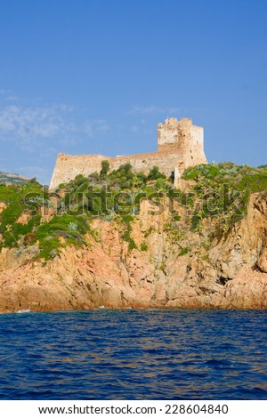 The citadel of the isolated village of Girolata, in Corsica, France