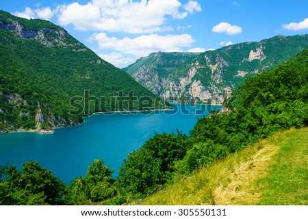 View of the Piva River and Lake, in Northern Montenegro