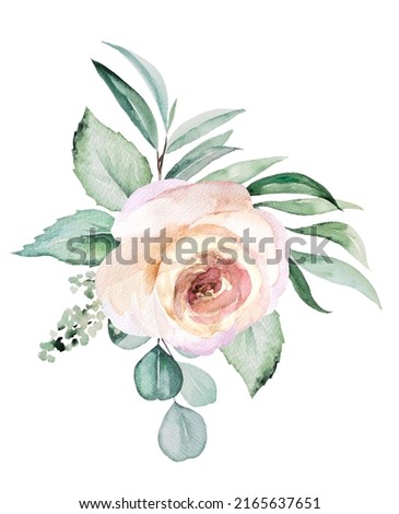 Similar – Image, Stock Photo Watercolor light pink flowers and green leaves bouquet, pastel arrangement illustration
