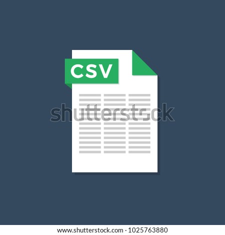 CSV Extension Text Document File Format Flat Icon. Vector Illustration.