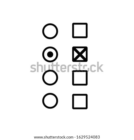 Buttons set vector icon. Radio button sign. Multiple choice option.  Evaluation and test concept. Flat simple line illustration.
