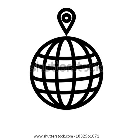 World outline vector icon. Ball sign. Earth symbol. Navigation label. Flat simple line design illustration.