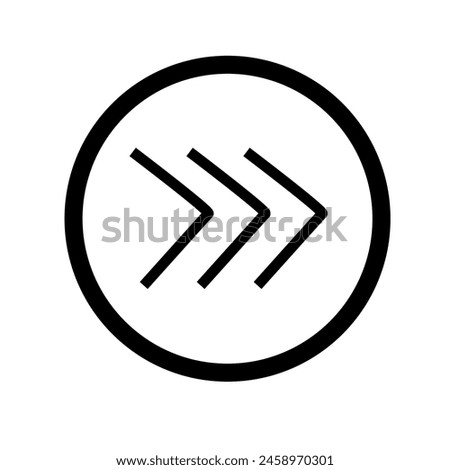 Arrowheads icon. Navigation and orientation pointer. Directional symbol. Vector element. Forward concept. Next button. Flat simple line design illustration.