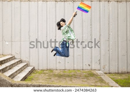 Similar – Image, Stock Photo rainbow flag on grey facade