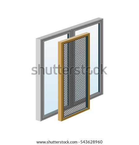 A set of illustrations - vector icons windows. Element 3 mosquito nets for windows.