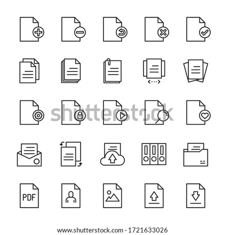 Paper and form 25 line icons vector