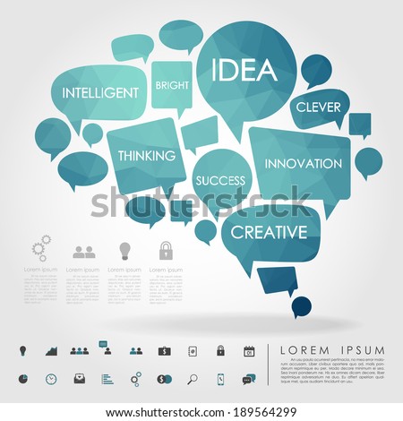 bubble brain geometry with business icon vector