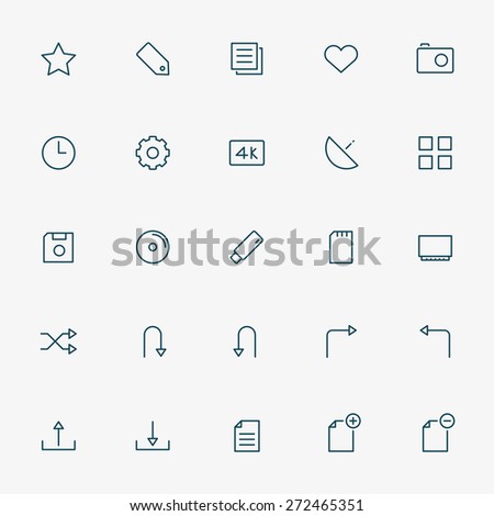 25 web line icons vector