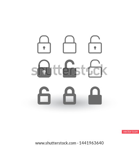 lock, set, vector, icon, open, closed.icon; lock; set; key;