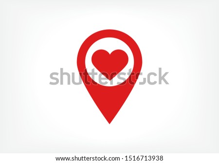 icon with heart in gps navigation style . Lorem Ipsum Illustration design