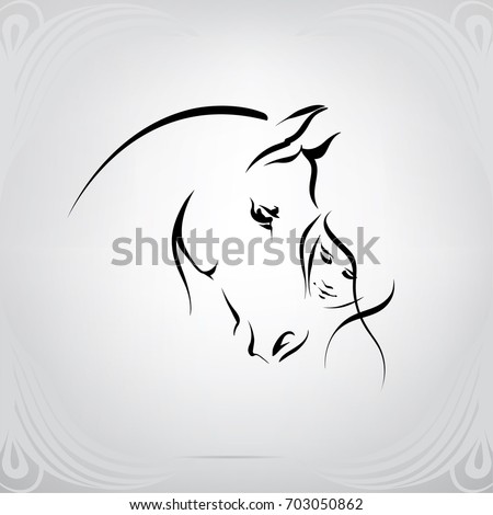 Silhouette of the girl and horse