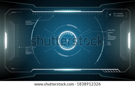 VR HUD digital futuristic interface cyberpunk screen design. Sci-fi virtual reality view head up display. Technology GUI UI dashboard panel vector illustration