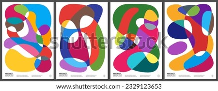 Abstract geometric bauhaus fluid style artwork. Simple plastic intersection shapes combination neo geo poster. Flowing pattern collection. Modern trendy vivid graphic painting. Postmodern art prints