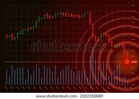 Stock market trading technical analysis bar chart fall. Business exchange candlestick graph downtrend. Crisis economy and investment loss graph. Trader financial index crash eps banner. Money losing