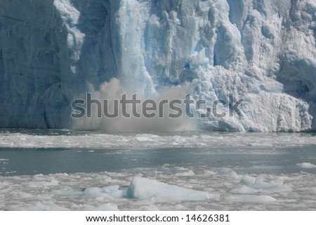 Ice breaking into the Water, Patagonia, Argentina