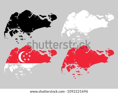 Singapore map with national flag decoration