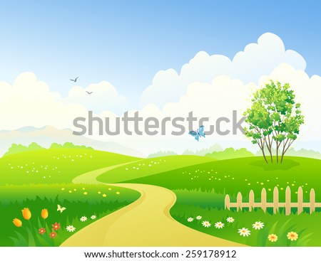 Vector illustration of a beautiful green landscape 