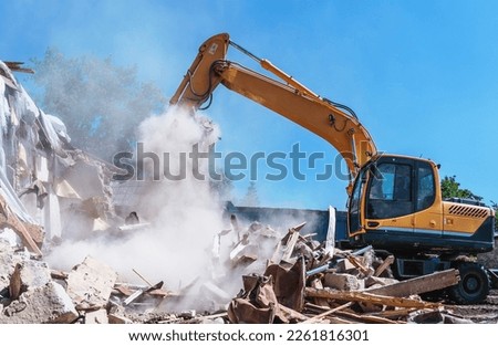 Similar – Image, Stock Photo Bucket with building rubble in front of a facade