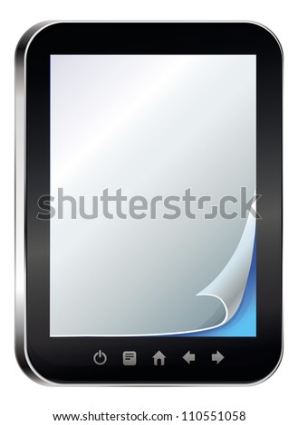 Vector ebook concept - vector illustration - tablet pc with paper page