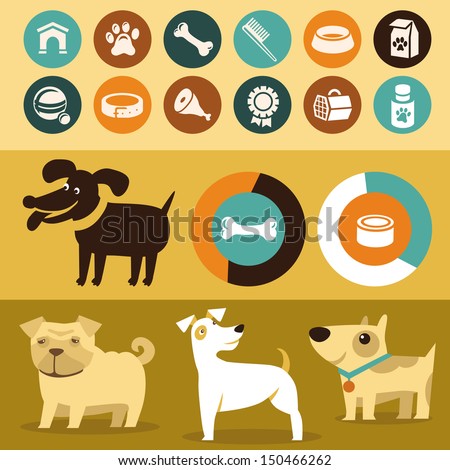 Vector Set Of Infographics Design Elements - Dogs And Pets In Flat ...