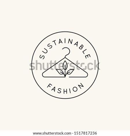 Vector logo design template and emblem in simple line style - sustainable fashion badge 
