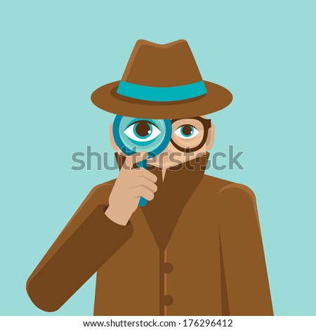 Vector surveillance and control concept - detective illustration in flat style - big brother is watching you