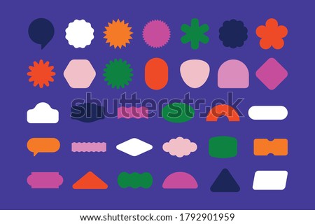 Vector set of design elements, patches and stickers with copy space for text - abstract background elements for branding, packaging, prints and social media posts