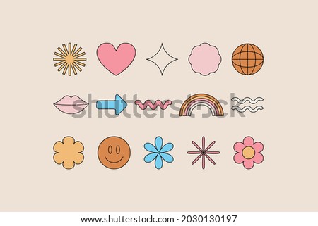 Vector set of design elements, patches and stickers with copy space for text - abstract background elements for branding, packaging, prints and social media posts


