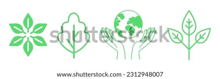 Vector logo design templates, elements, organic, eco and bio stickers and badges, ecology and recycle concepts, save planet nature and environment, tree and leaves, earth 