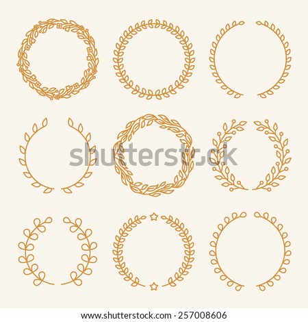 Vector set of linear wreaths - design elements for awards and templates for invitations and cards