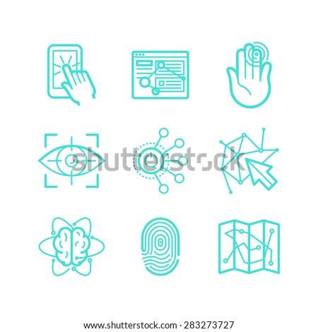 Vector set of icons in trendy linear style - user experience and usability - future technologies apps and interfaces signs and symbols